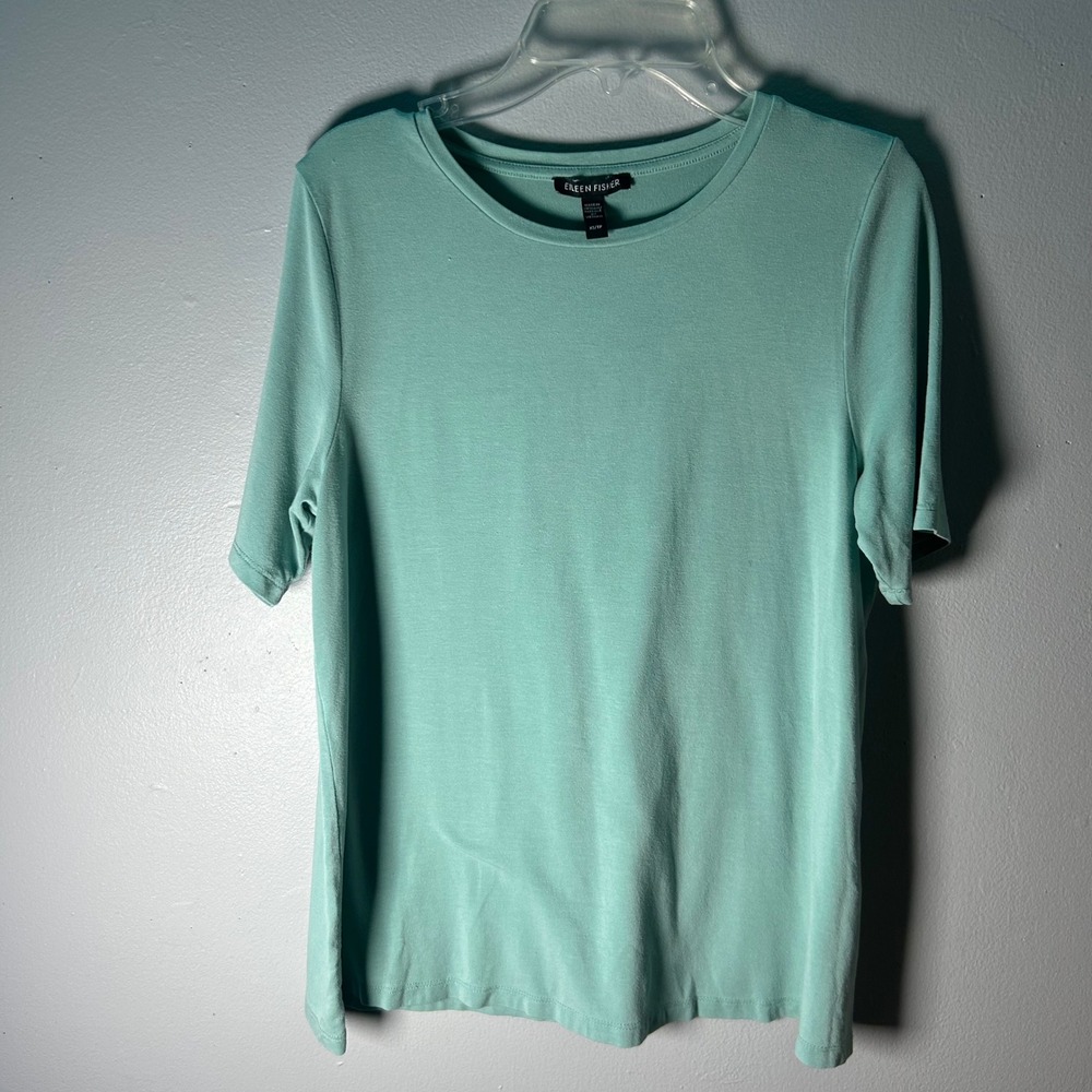 EILEEN FISHER Mint Green Knit Crew Neck Short Sleeve Tunic‎ Top XS